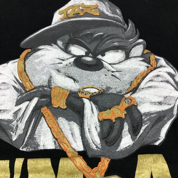 Y2K Looney Tunes Shirt Men's Extra Extra Large Black Taz I'm A Stunna Bedazzled - Picture 4 of 12